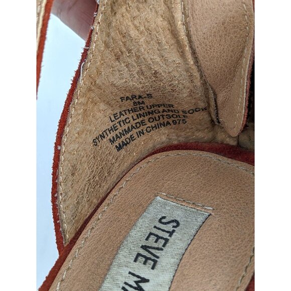 Studded Suede Block Heels Sandals Chunky Rust Boho Western Festival Y2K Size 8 - Picture 8 of 12